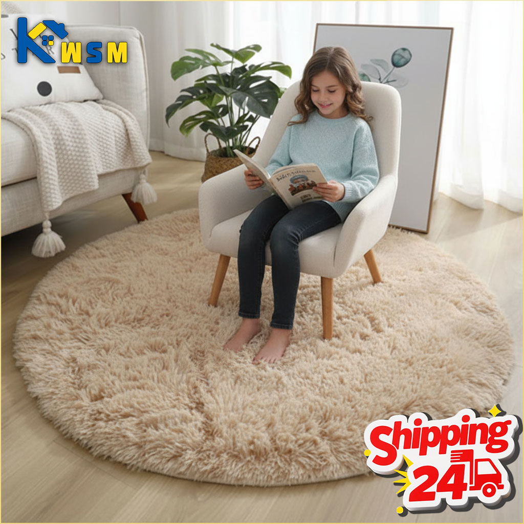 Home Textiles Super Soft - Superweicher, flauschiger, runder Teppich aus Plüsch