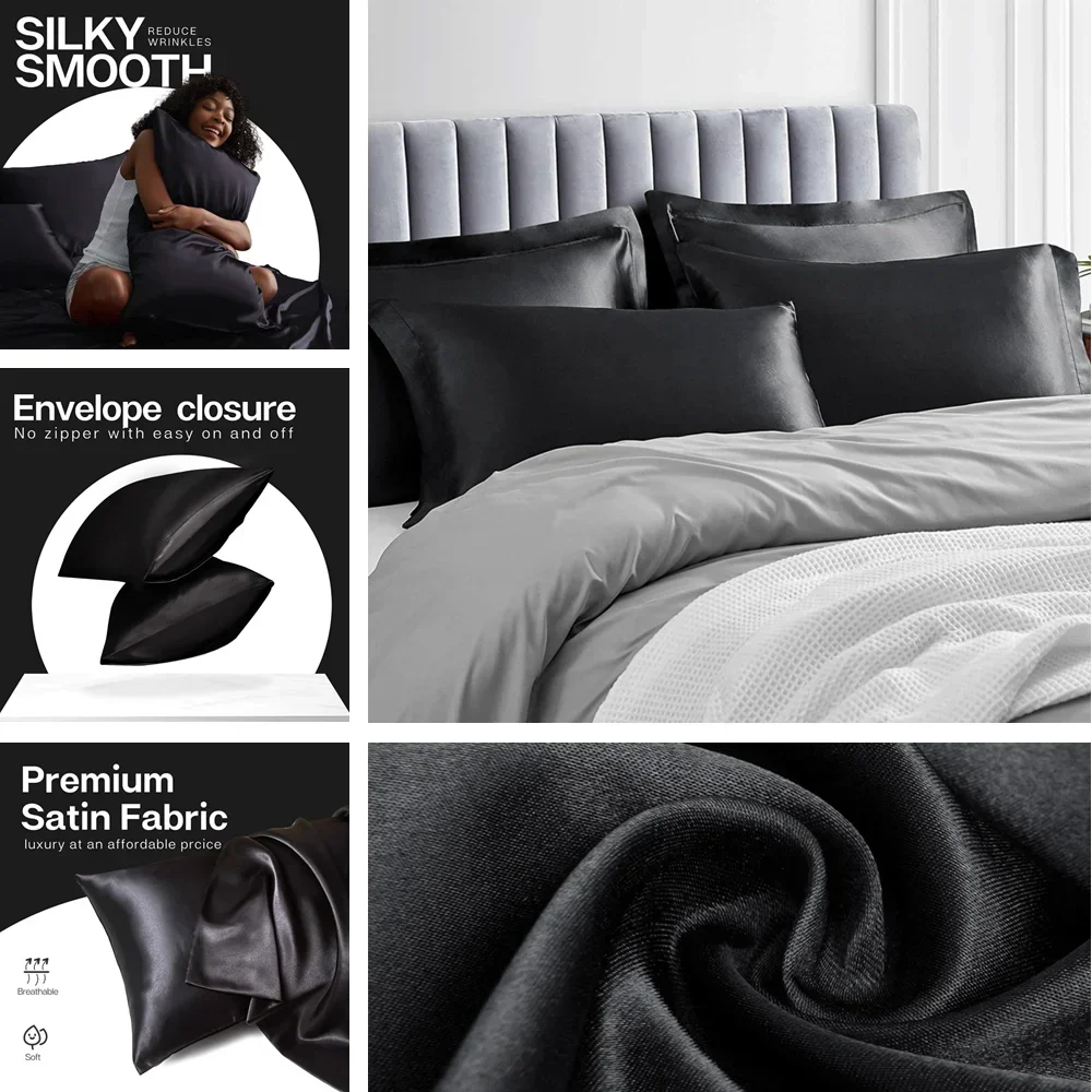 2er-Pack Satin-Kissenbezüge fü – Home Textiles Super Soft Bewertung und Preis