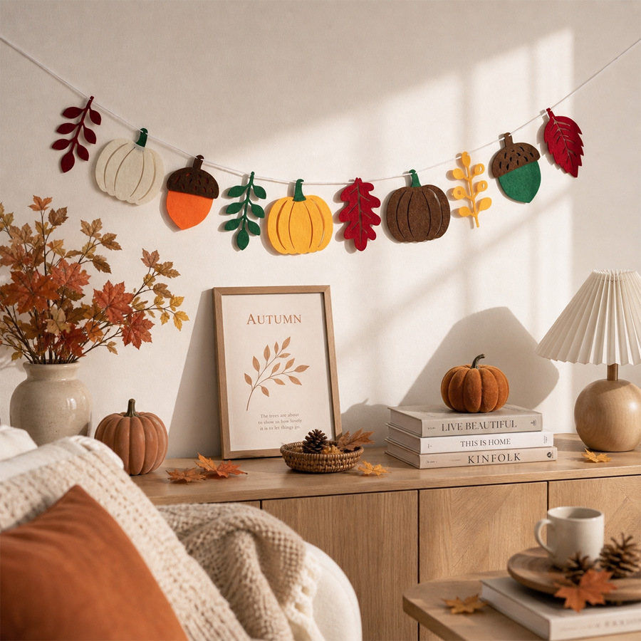 Herbstliche Kürbisblätter-Flag – Home Of Textiles Bewertung und Preis